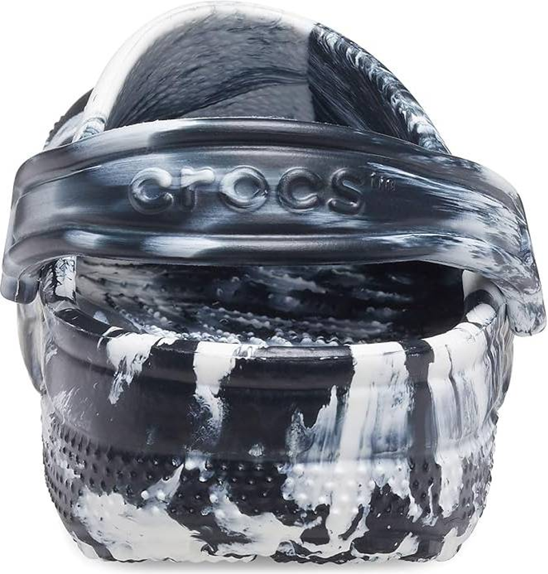 Crocs Classic Marbled Clog in White/Black-2