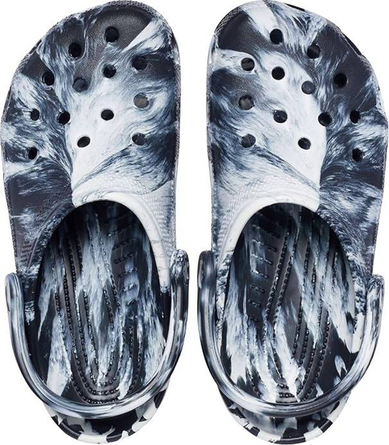 Crocs Classic Marbled Clog in White/Black-1