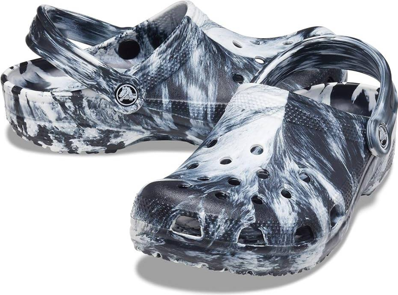 Crocs Classic Marbled Clog in White/Black