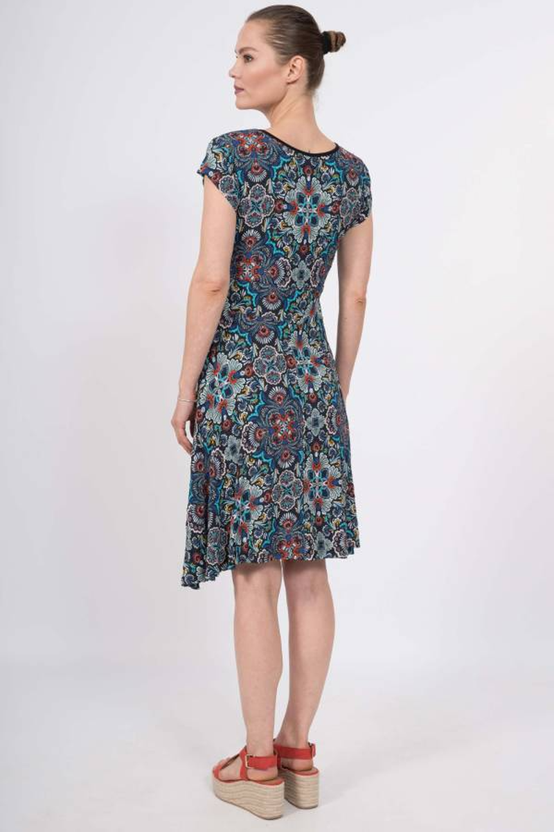 Chapati Dorsa Viscose Crepe Dress in Navy Mosaic-2