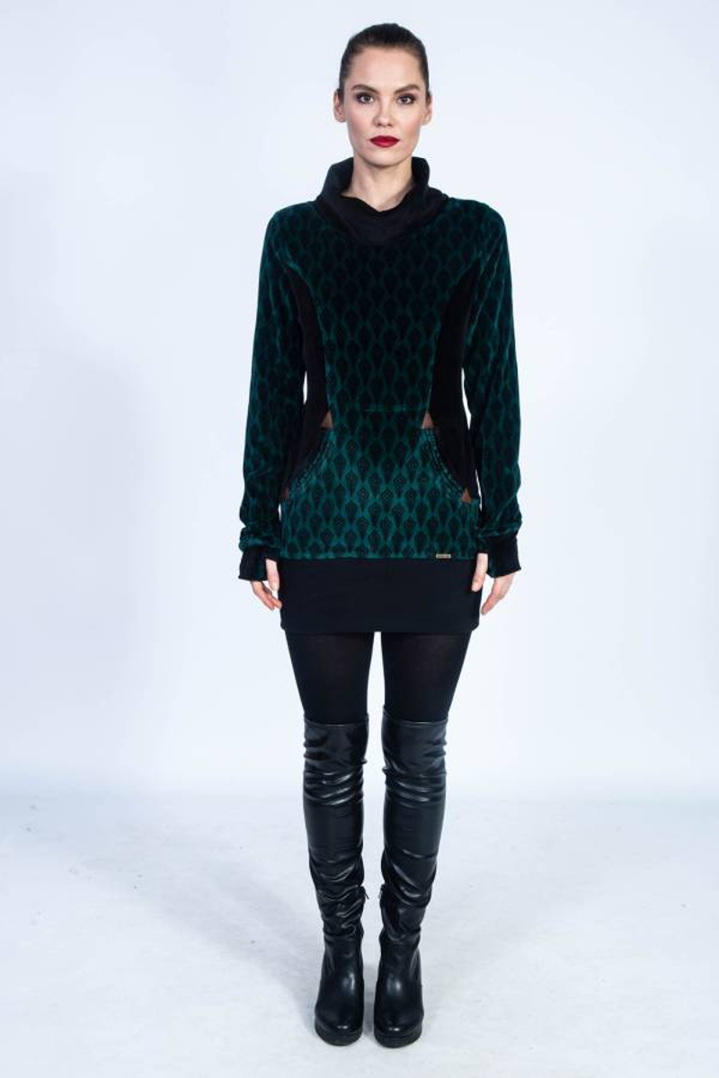 Chapati Kiki Tunic Womens in Black Feather-1