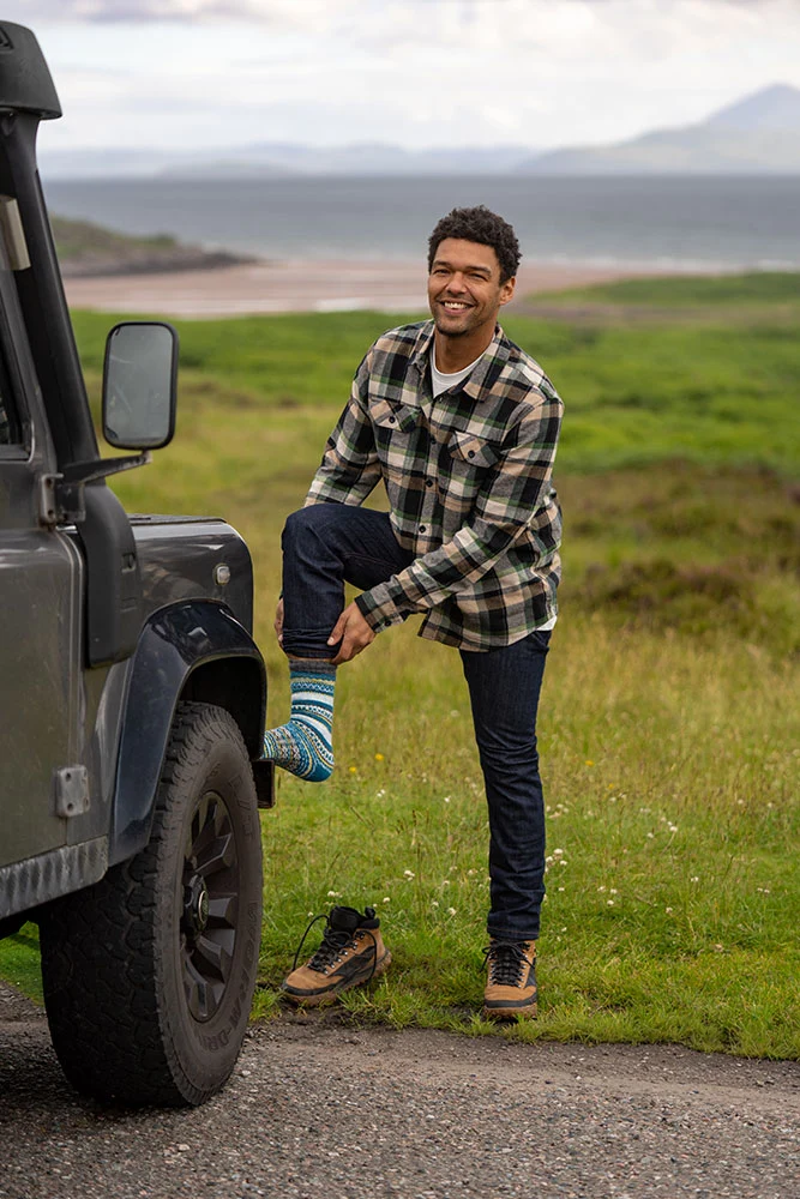 Gemjar Nordic Pattern Socks Mens in Teal-1