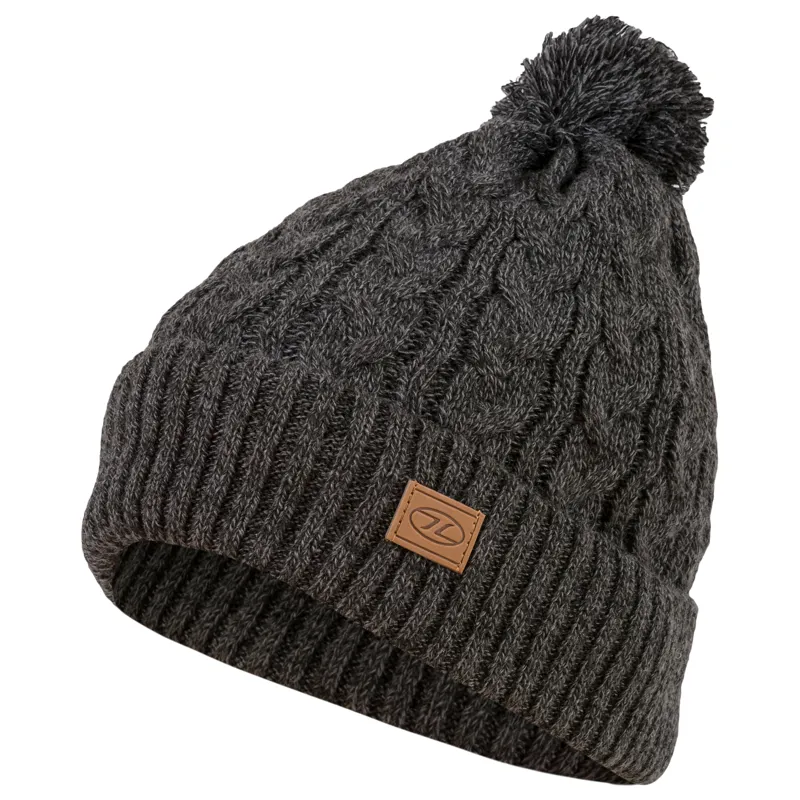 Highlander Beira lined bobble hat in Charcoal Marl