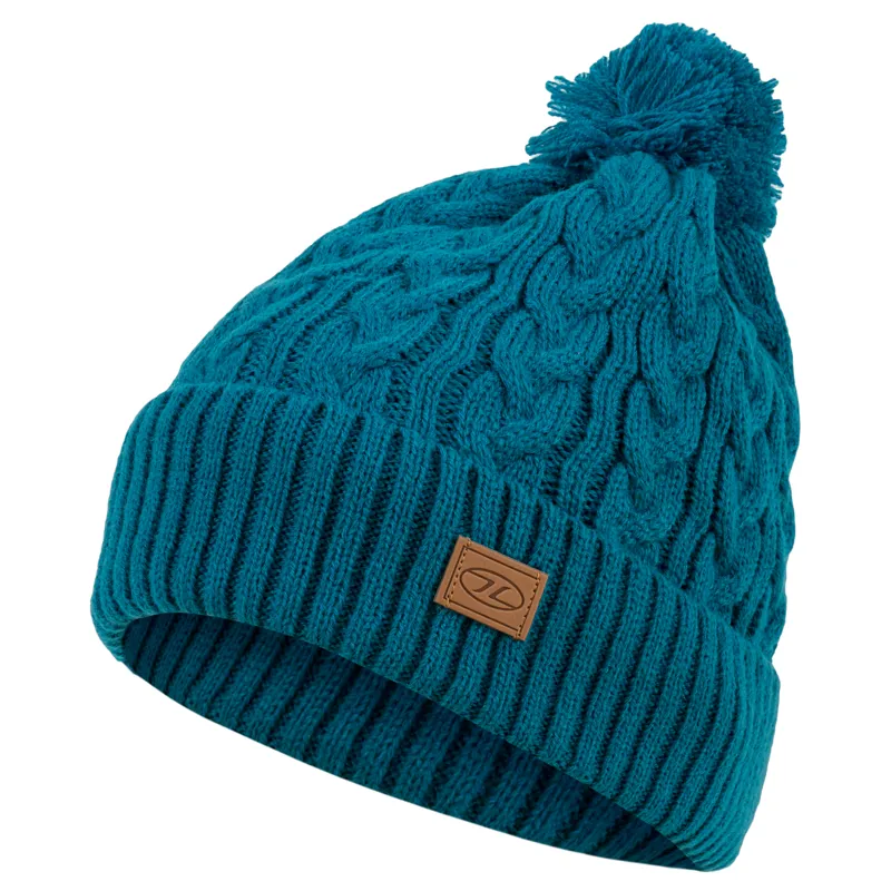 Highlander Beira lined bobble hat in Ocean Blue