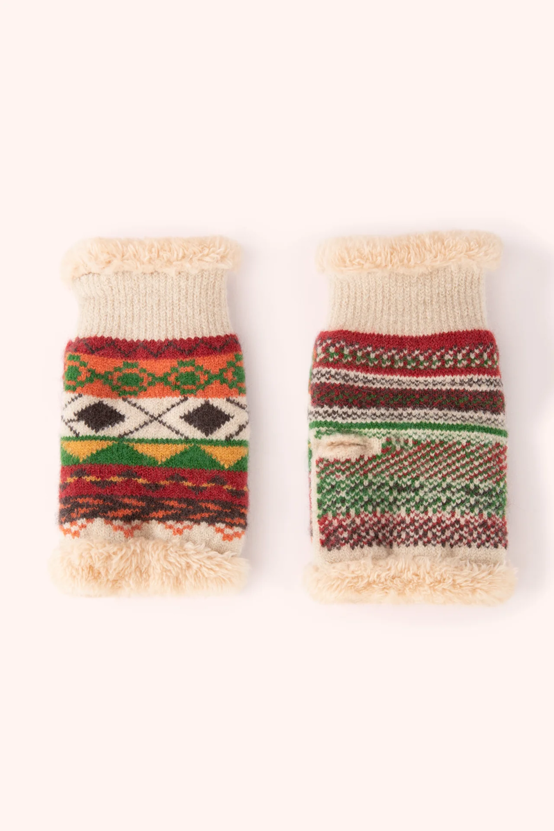 Powder Kayla Fair Isle Wrist Warmers in Russet