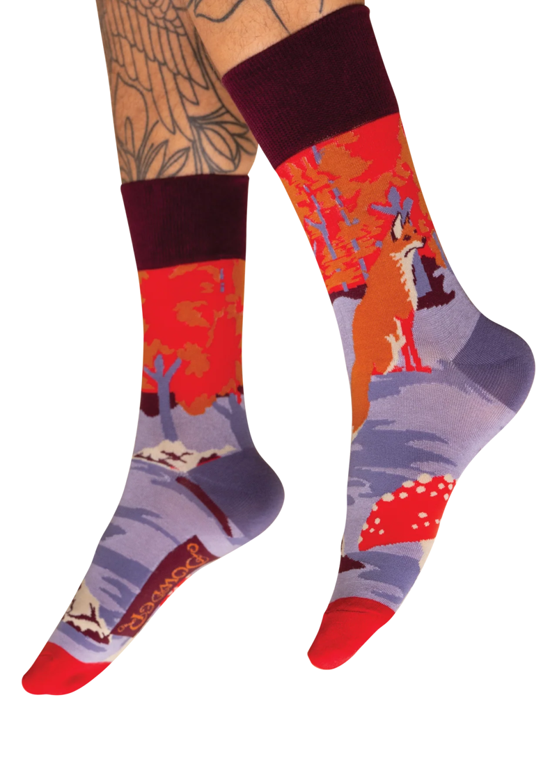 Powder  Fox Scene Bamboo Socks Mens 