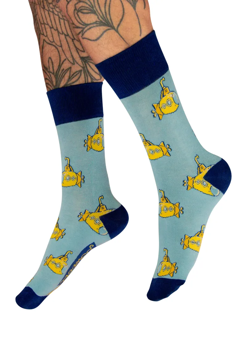 Powder Yellow Submarine Men's Socks in Denim