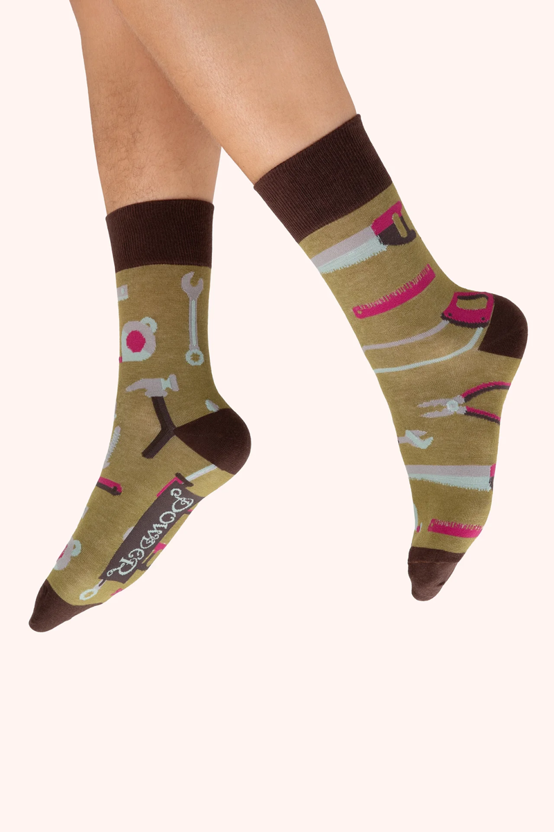 Powder Tool Kit Bamboo Socks Mens in Olive