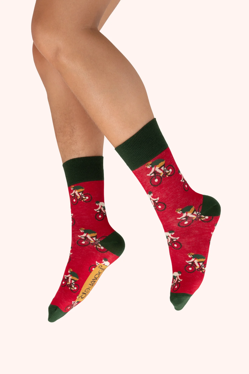 Powder Racing Bikes Men's Socks in Tomato