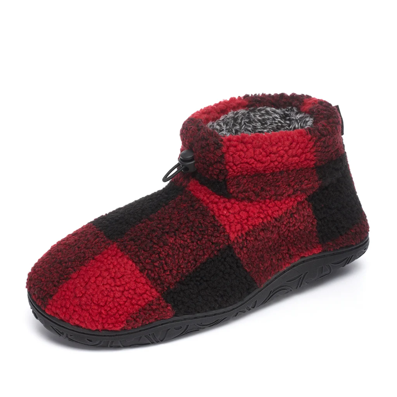 Bedroom Athletics Neeson Sherpa Boot Slippers Mens in Red/Black Check-3