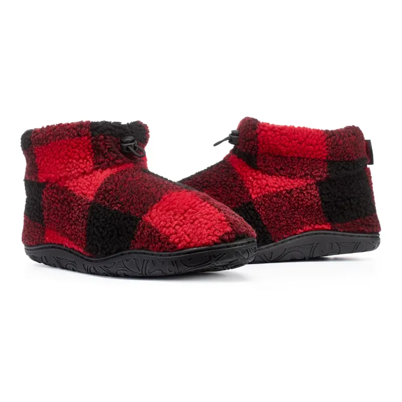 Bedroom Athletics Neeson Sherpa Boot Slippers Mens in Red/Black Check