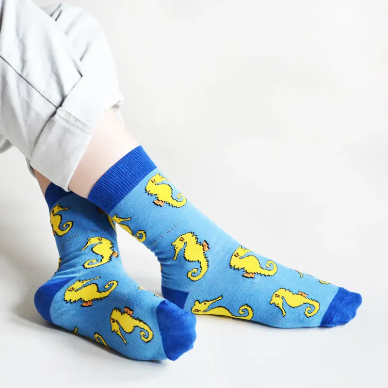 Bare Kind Seahorse Socks in Denim Blue-1