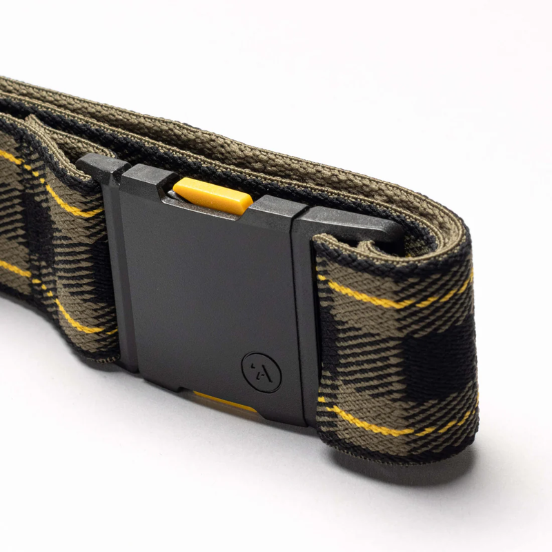Arcade Plaid Stretch Belt in Crocodile/Mustard-3