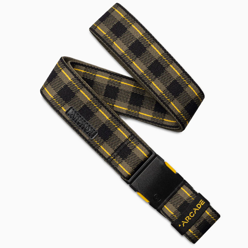 Arcade Plaid Stretch Belt in Crocodile/Mustard
