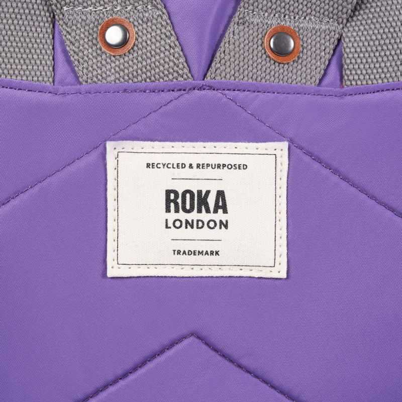 Roka Canfield B Small Recycled Nylon Backpack in Fresh Purple-3
