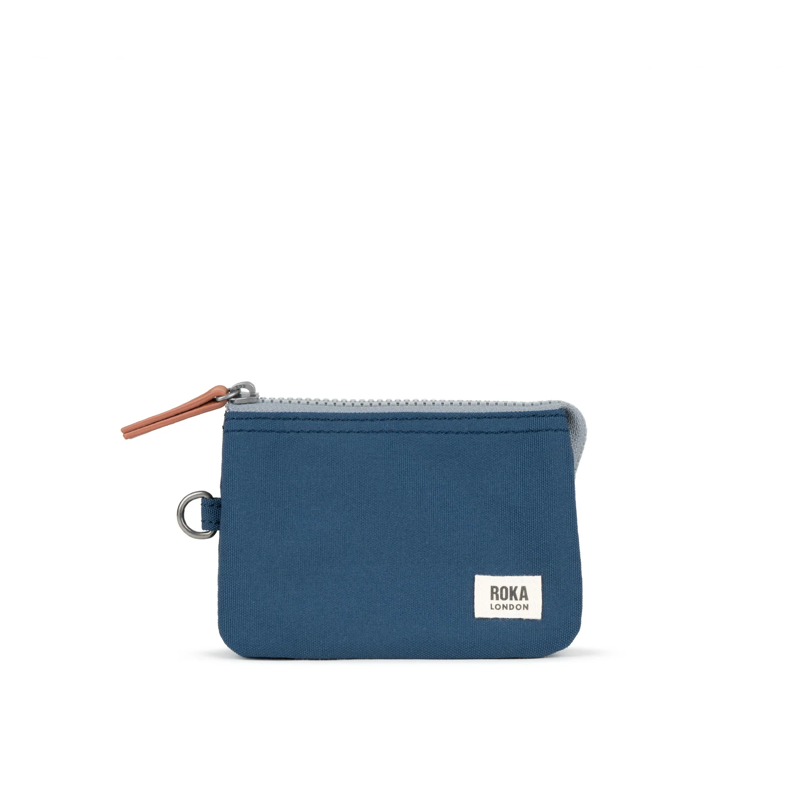 Roka Carnaby Small Recycled Canvas Wallet in Deep Blue