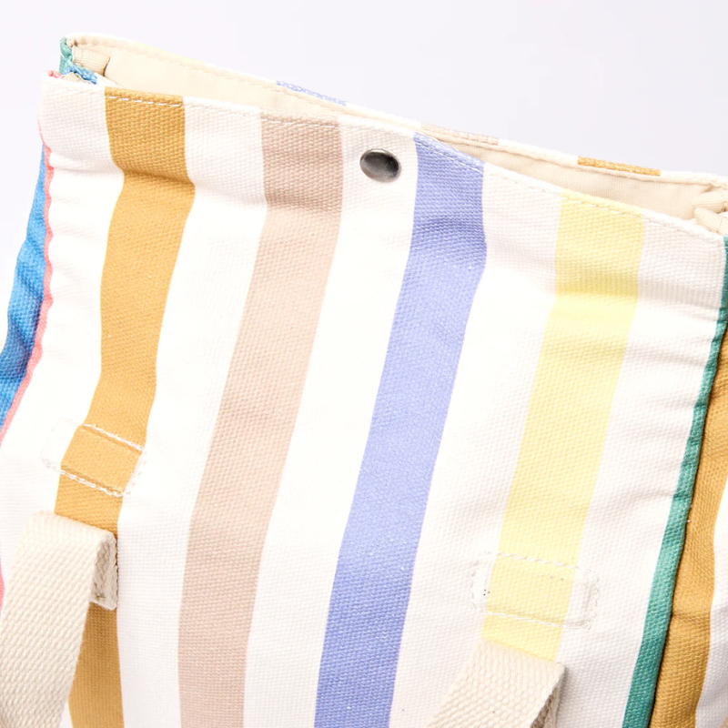 Roka Hampstead Lunch Bag in Pastel Multi Stripe Cotton Canvas-3