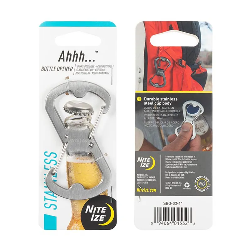 Niteize Ahhh carabiner bottle opener silver