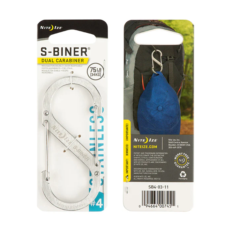 Niteize S-Biner Dual Carabiner 4  in Stainless Steel