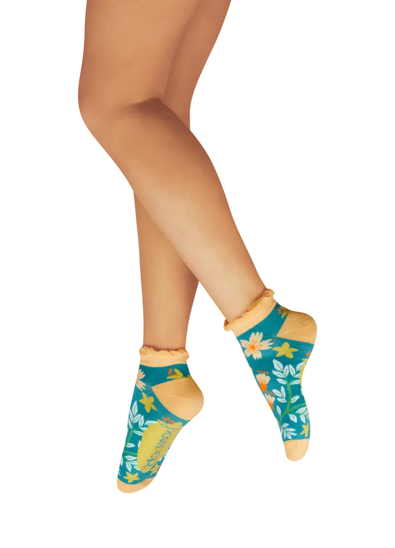 Powder Heavenly Hedgerow Ladies Trainer Socks in Teal