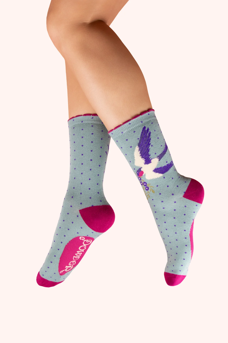 Powder Swooping Swallow Ankle Socks Womens