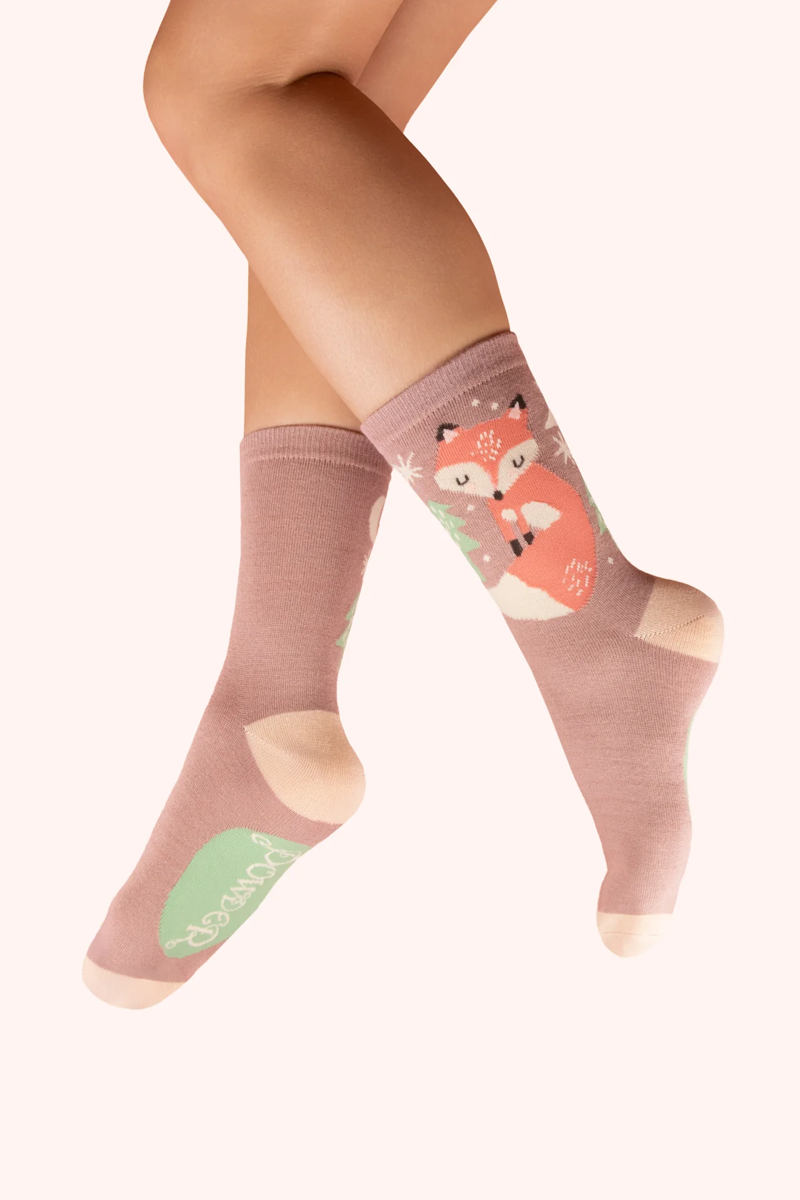 Powder Scandi Fox Mocca Ankle Socks Womens