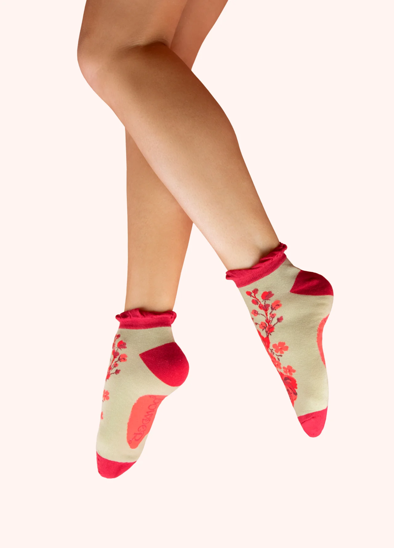 Powder Rouge Blooms Trainer Socks Womens