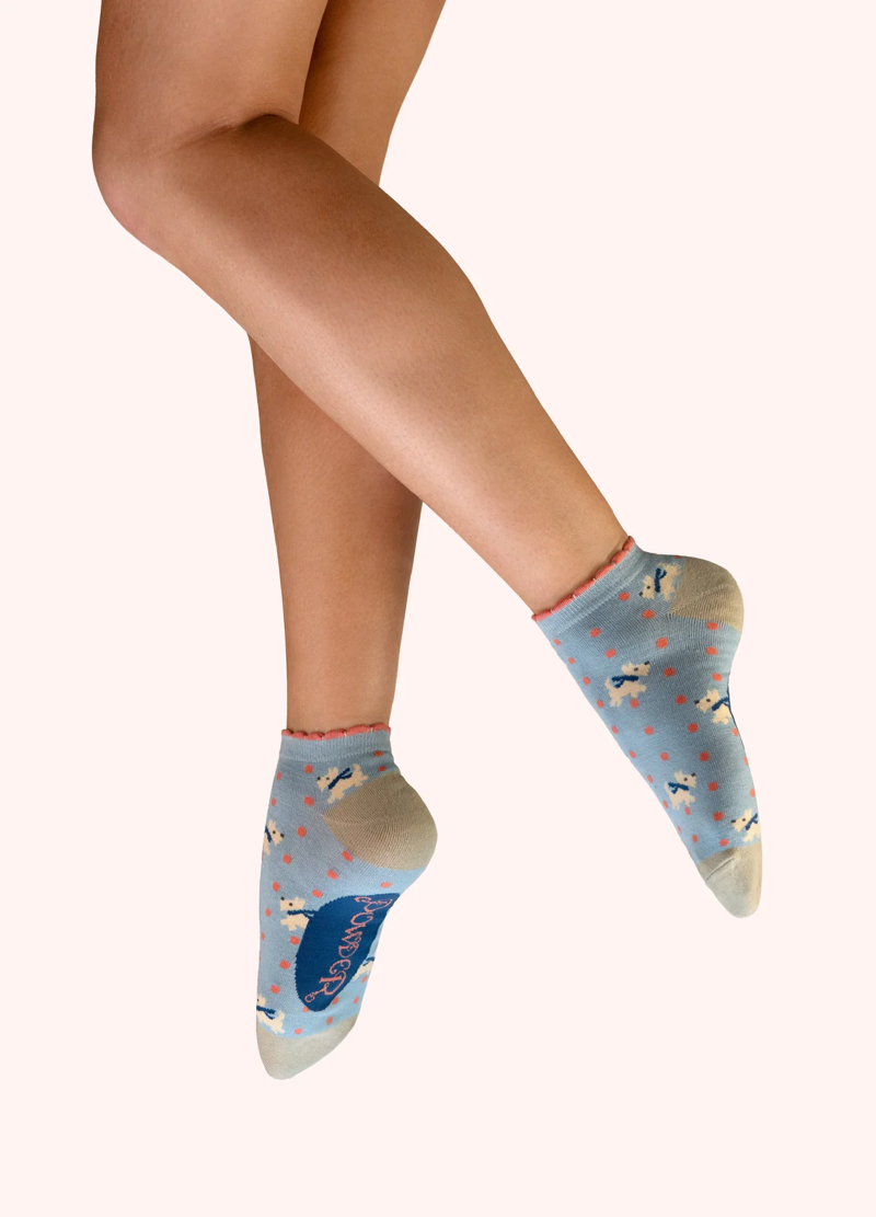 Powder Woolly Westies Trainer Socks Womens