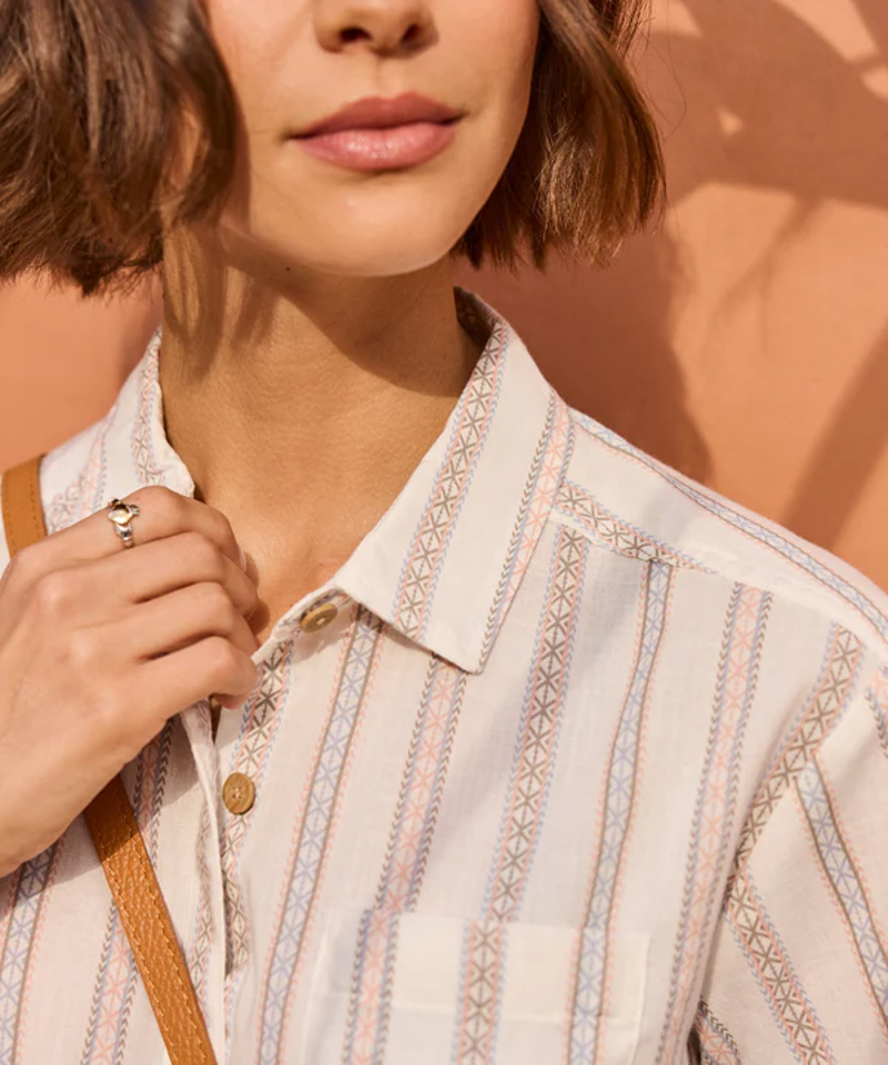 Sherpa Jaya Camp Shirt Womens in Katha Patti Stripe-2