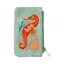 Powder Sparkling Seahorse Velvet Card Holder in Aqua