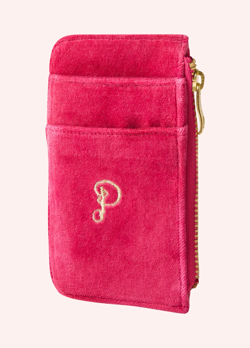 Powder Ikat Tiger Velvet Card Holder in Fuchsia-1