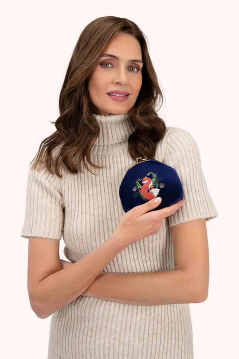 Powder Elegant Fox Velvet Coin Purse