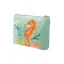 Powder Sparkling Seahorse Velvet Mini Pouch in Aqua