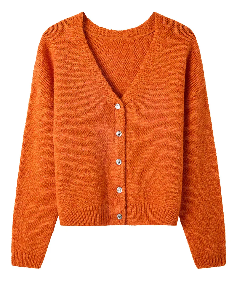 Joe Browns Celia V- Neck Cardigan Womens in Orange-1