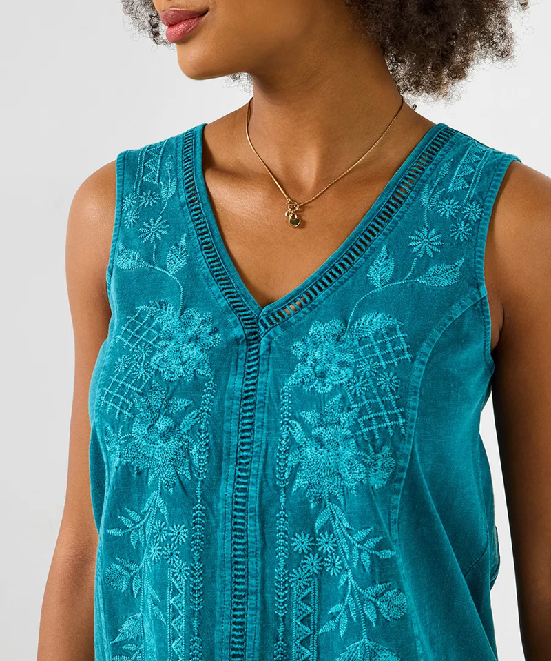 Joe Browns Summer Sun Embroidered Vest Womens in Teal-2