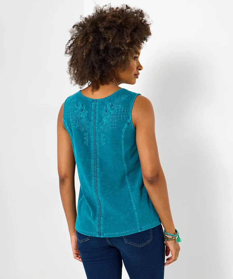 Joe Browns Summer Sun Embroidered Vest Womens in Teal-4