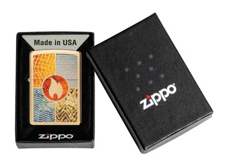 Zippo Elements of Earth Lighter in High Polish Brass-2