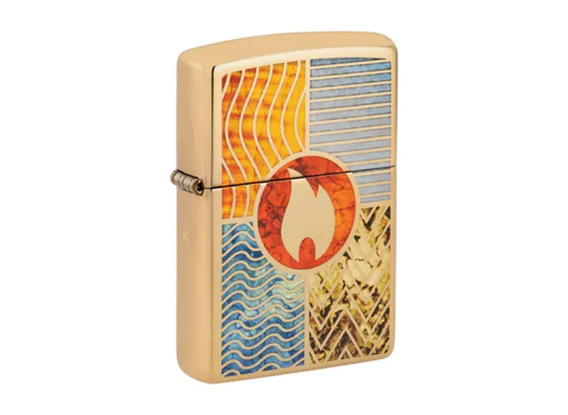 Zippo Elements of Earth Lighter in High Polish Brass