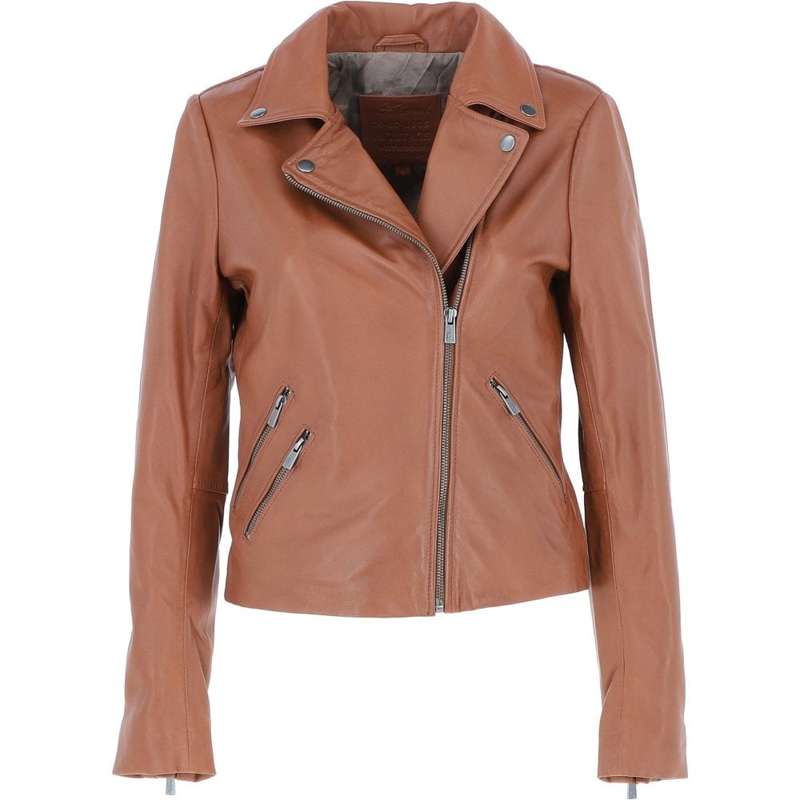 Ashwood Leather Biker Style Jacket Womens in Tan