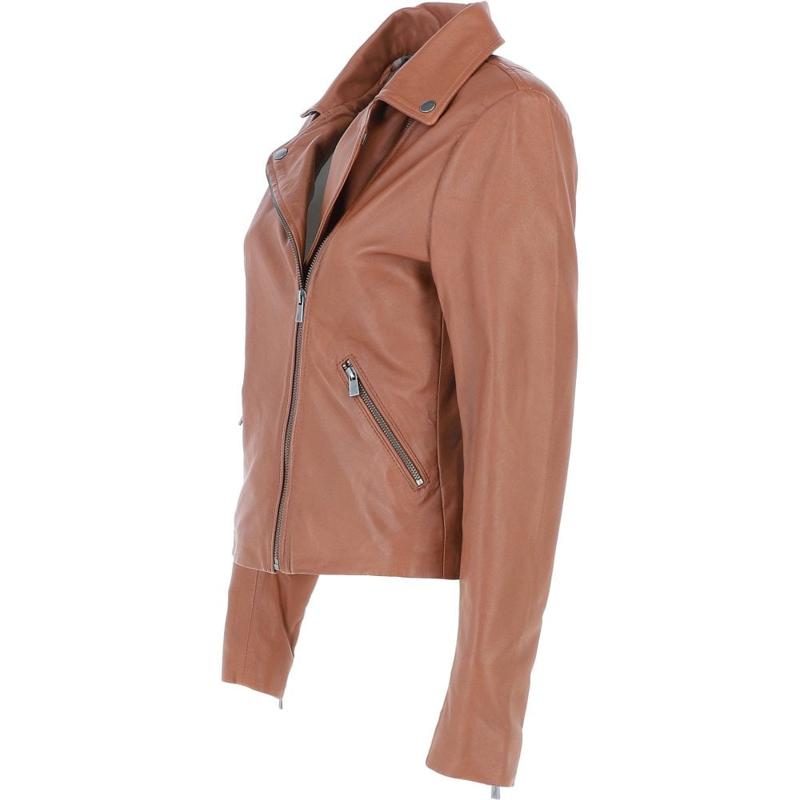Ashwood Leather Biker Style Jacket Womens in Tan-3