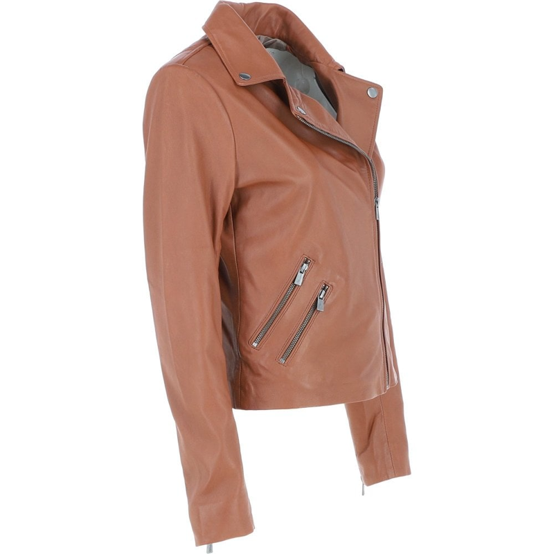 Ashwood Leather Biker Style Jacket Womens in Tan-1