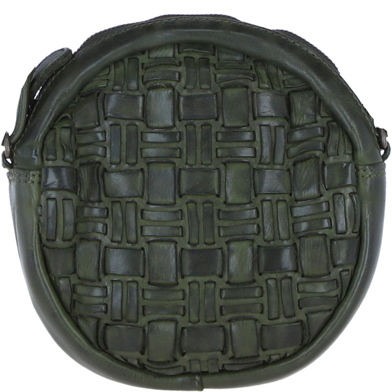 Ashwood W-23 Woven Leather Round Bag in Green-1