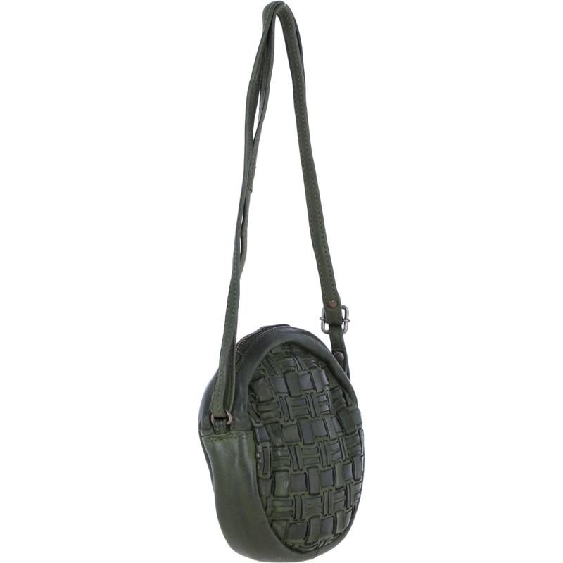 Ashwood W-23 Woven Leather Round Bag in Green-4
