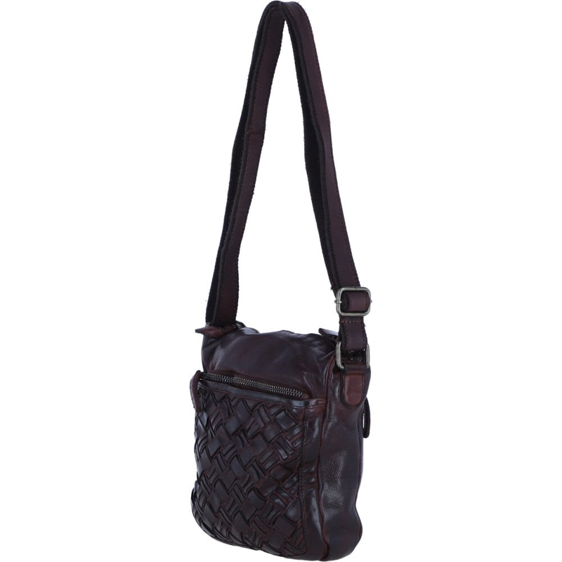 Ashwood W-26 Woven Leather X-Body Bag in Brandy-2