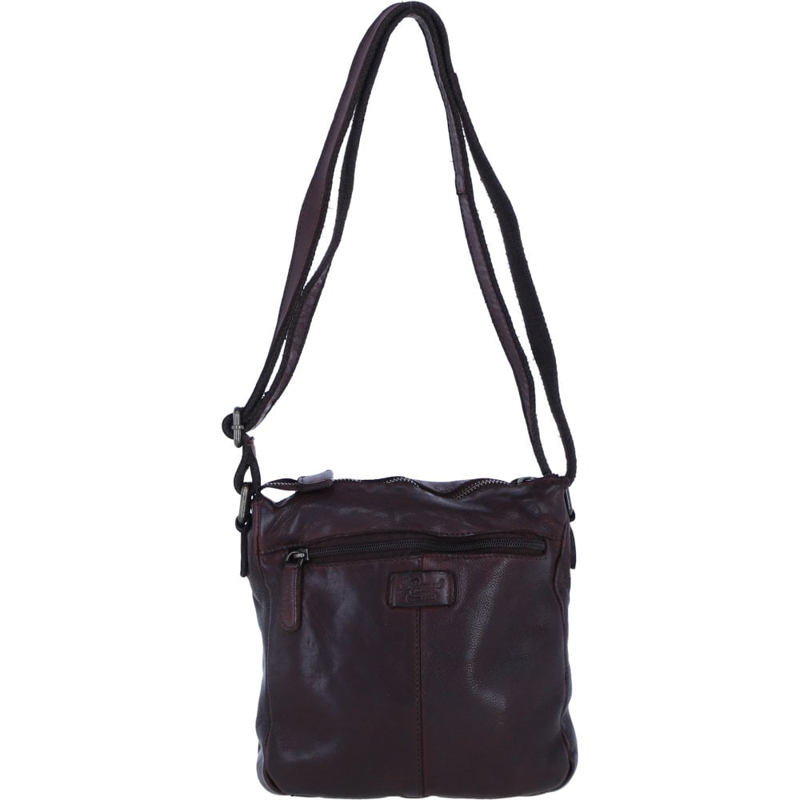 Ashwood W-26 Woven Leather X-Body Bag in Brandy-3