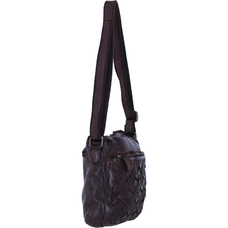 Ashwood W-26 Woven Leather X-Body Bag in Brandy-4