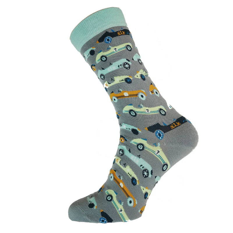 Gemjar Vintage Race Cars Bamboo Socks Mens