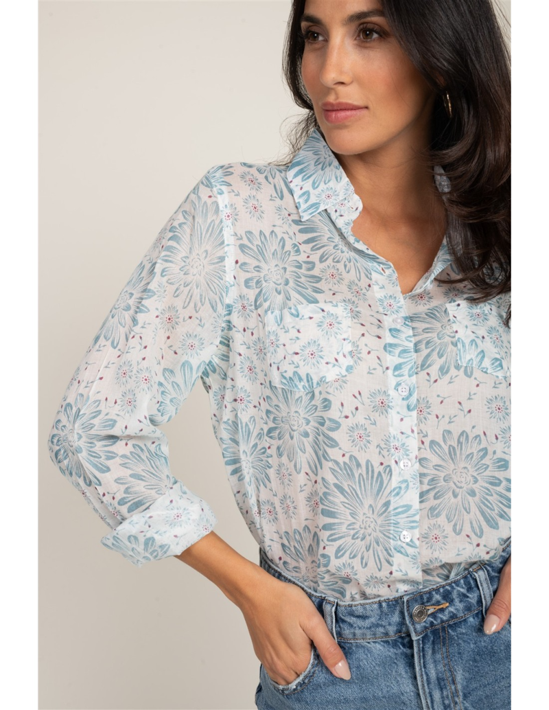 Terre Rouge Cotton Shirt Womens in Laurel Blue-1
