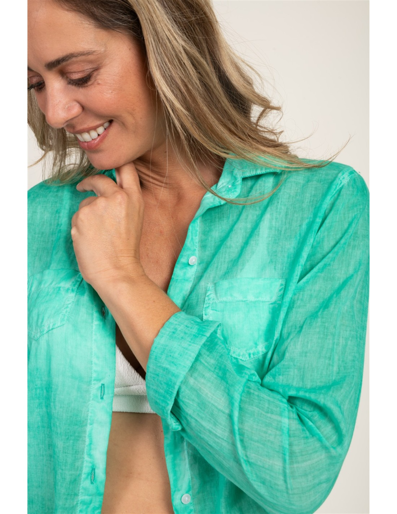 Terre Rouge Cotton shirt Womens in Green Jade -1