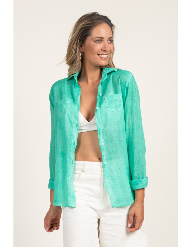 Terre Rouge Cotton shirt Womens in Green Jade -2